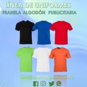 FRANELA PUBLICITARIA UNICOLOR 100% ALGODÓN